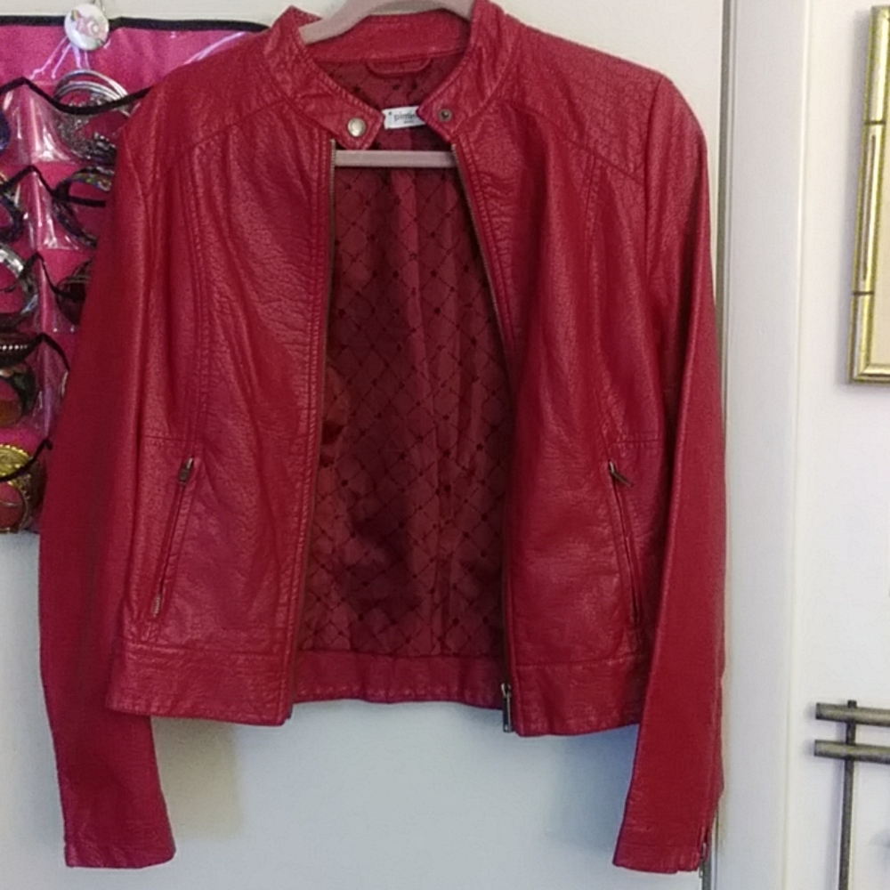 Red leather jacket